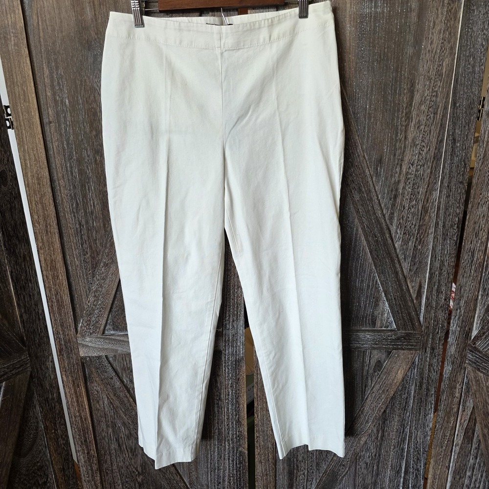 Talbots Pants Women's Size 10 Ivory Classic Side Zip Straight Leg Crop Stretch